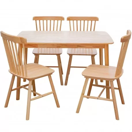 Conjunto mesa e cadeiras JACOB (natural) - Home