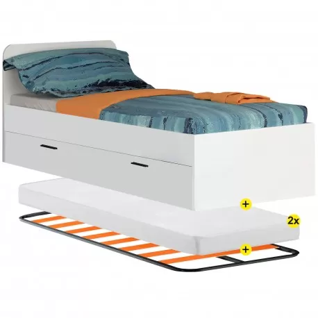 Pack cama ORFELIN + estrado + colchões ECOROLL - Packs Single Beds