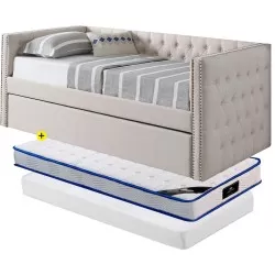 Pack cama LIANA 90x190cm + colchão SPRING ROLLER + colchão ECOROLL - Packs Camas Individuais