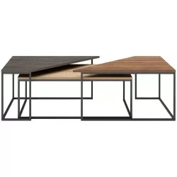 Conjunto de mesas de centro TITAN - Carvalho, castanho e nogal