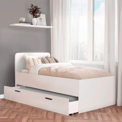 Cama individual ORFELIN com gavetão branco