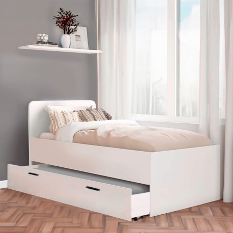 Cama individual ORFELIN com gavetão branco