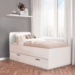 Cama individual ORFELIN com gavetão branco