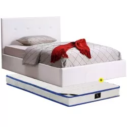 Pack cama BETTY II 140x190cm (branca) + colchão SPRING ROLLER - Packs Camas de Casal