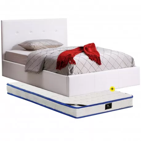 Pack cama BETTY II 140x190cm (branca) + colchão SPRING ROLLER - Packs Camas de Casal