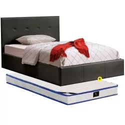 Pack cama BETTY II 160x200cm (preto) + colchão SPRING ROLLER - Packs Camas de Casal