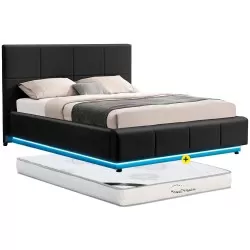 Pack cama INFINITY II 160x200cm (preto) + colchão NEW PALACIO - Packs Camas de Casal