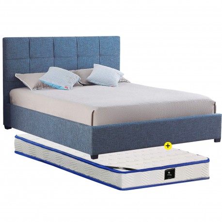 Pack cama LONDON 140x190cm (azul escuro) + colchão SPRING ROLLER - Packs Camas de Casal
