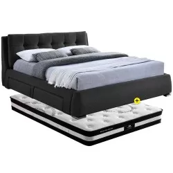 Pack cama ANTONIO 160x200cm (antracite) + colchão BLACK SWAN - Packs Camas de Casal