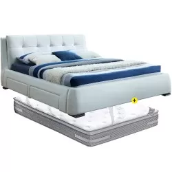 Pack cama ANTONIO 180x200cm (branco) + colchão SAPPHIRE - Packs Camas de Casal