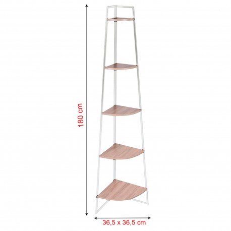 Estante de canto LA CASA BLANCA com 5 prateleiras - Carvalho e Branco Estante de canto LA CASA BLANCA com 5 prateleiras - Carvalho e Branco