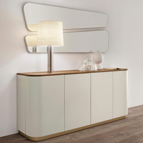 Aparador AMORA - Cinza Bege Mate e Nogueira Aparador AMORA - Cinza Bege Mate e Nogueira