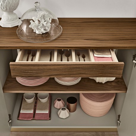 Aparador AMORA - Cinza Bege Mate e Nogueira Aparador AMORA - Cinza Bege Mate e Nogueira