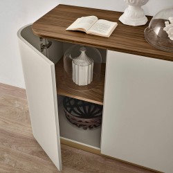 Aparador AMORA - Cinza Bege Mate e Nogueira Aparador AMORA - Cinza Bege Mate e Nogueira