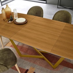 Mesa extensível AMORA (180-260cm) - Cinzento Bege Mate e Nogueira