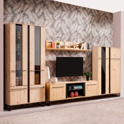 Pack Living Room SARDENHA 1 (Carvalho Handicrafted and Black) - TV furniture and shelves