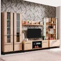 Pack Living Room SARDENHA 4 (Carvalho Handicrafted and Black) - TV furniture and shelves