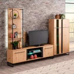 Pack Living Room SARDENHA 3 (Carvalho Handicrafted and Black) - TV furniture and shelves