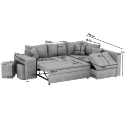 HUTCH Reversible Corner Sofa with Bed and Storage - Sofás de Canto