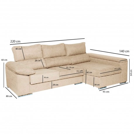 Chaise Longue sofa with 2 PRATA baths - Sofas with Chaise Longue