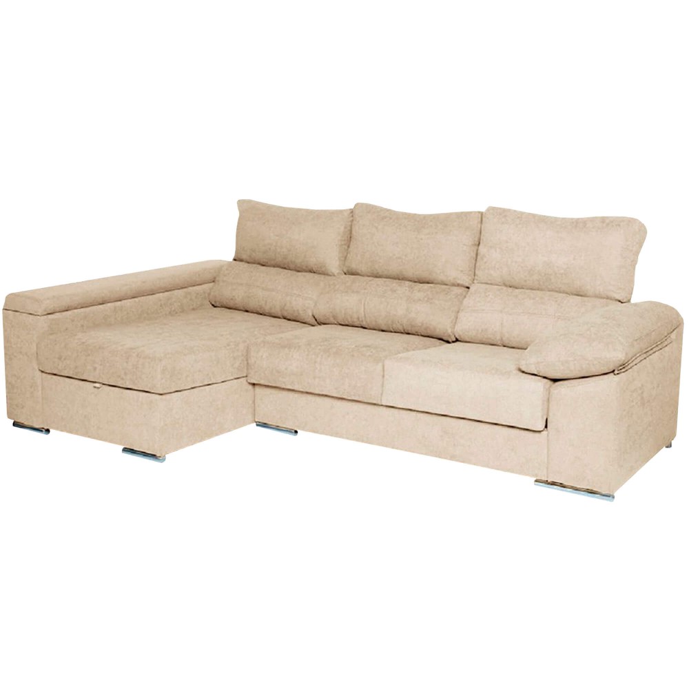 Sofá chaise longue PRATA com 2 baús