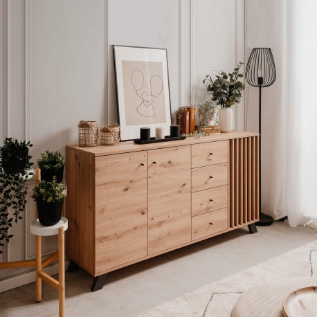 Aparador MEDAN - carvalho artesanato e antracite Aparador MEDAN - carvalho artesanato e antracite