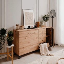 Aparador MEDAN - carvalho artesanato e antracite Aparador MEDAN - carvalho artesanato e antracite