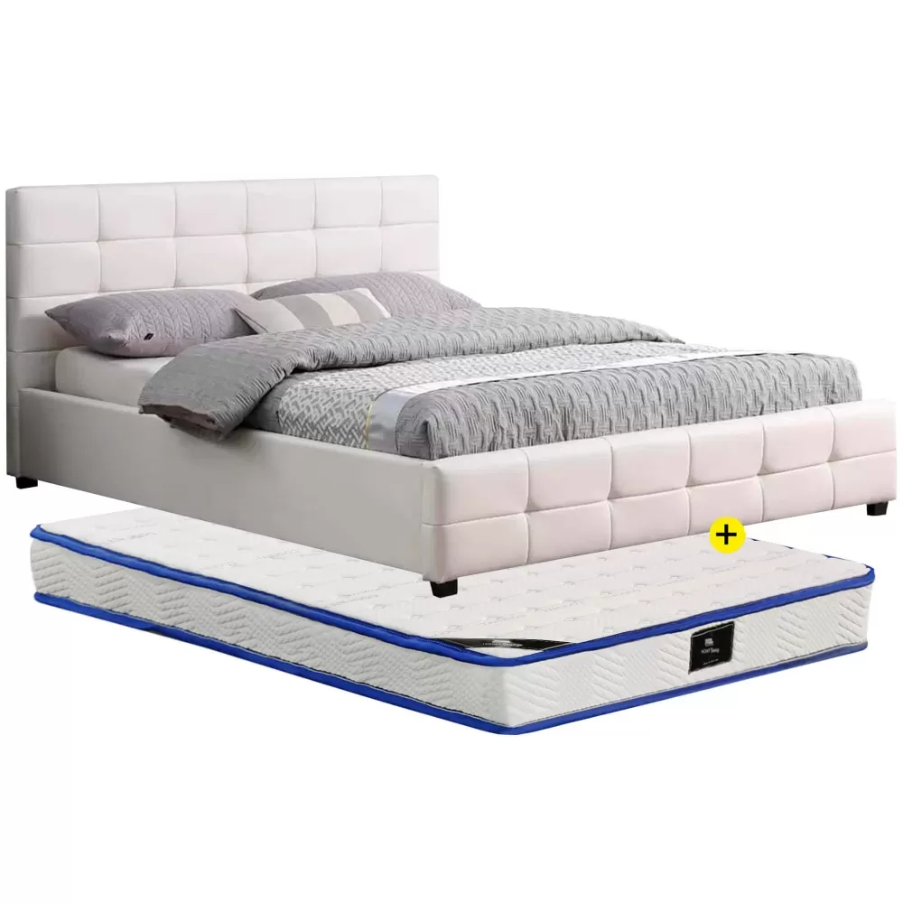 Pack cama CIDALIA II 160x200cm (branco) + colchão SPRING ROLLER - Packs Camas de Casal