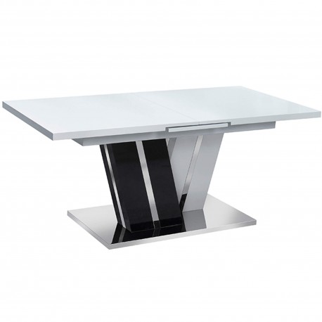 Mesa extensível NAOMI (180-220cm) - Branco Brilho e Preto