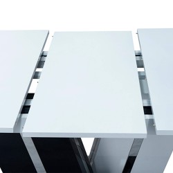 Mesa extensível NAOMI (180-220cm) - Branco Brilho e Preto