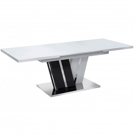Mesa extensível NAOMI (180-220cm) - Branco Brilho e Preto