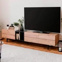 Móvel TV NOLA - carvalho artesanato e preto
