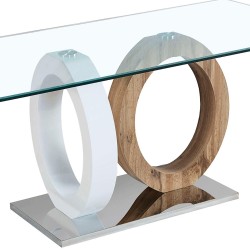 Mesa retangular RING - branco e carvalho artesanato