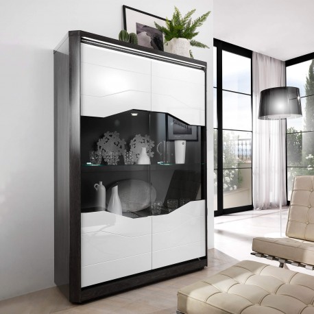 Vitrine MATERA - branco e carvalho cinza