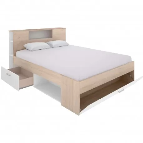 Pack cama COLOMBO 140x190cm (branco) + estrado + colchão SPRING ROLLER - Packs Camas de Casal