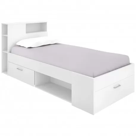 Pack cama COLOMBO 90x190cm (branco) + estrado + colchão SPRING ROLLER - Packs Camas Individuais