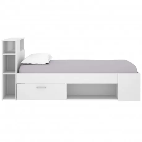 Pack cama COLOMBO 90x190cm (branco) + estrado + colchão SPRING ROLLER - Packs Single Beds