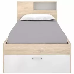 Pack cama COLOMBO 90x190cm (branco e natura) + estrado + colchão SPRING ROLLER - Packs Camas Individuais