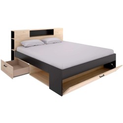 Cama COLOMBO 160x200 - antracite e natura Cama COLOMBO 160x200 - antracite e natura