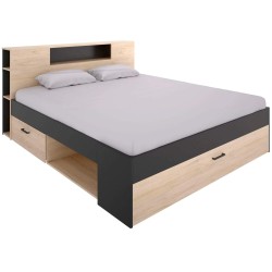 Cama COLOMBO 160x200 - antracite e natura Cama COLOMBO 160x200 - antracite e natura