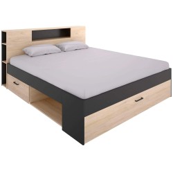 Cama COLOMBO 160x200 - antracite e natura