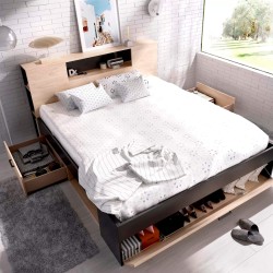 Cama COLOMBO 160x200 - antracite e natura Cama COLOMBO 160x200 - antracite e natura