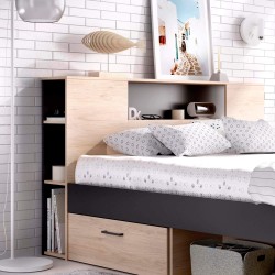 Cama COLOMBO 160x200 - antracite e natura Cama COLOMBO 160x200 - antracite e natura