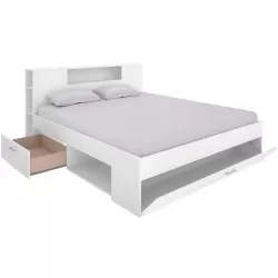 Pack cama COLOMBO 160x200cm (branco) + estrado + colchão SPRING ROLLER - Packs Camas de Casal