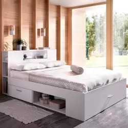 Pack cama COLOMBO 160x200cm (branco) + estrado + colchão SPRING ROLLER - Packs Double Beds