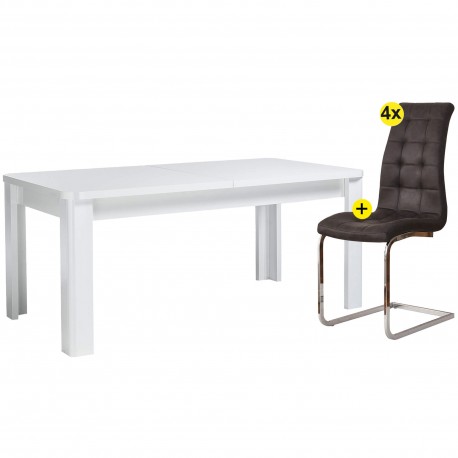Pack mesa BELLARIVA + 4 cadeiras LUCAS II (antracite) - Table and Chair Sets