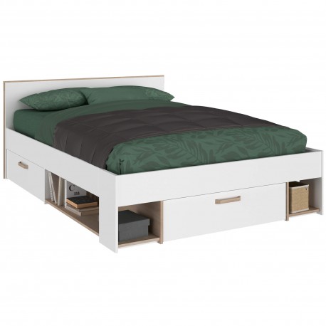 Cama de casal DREAM - branco e carvalho Cama de casal DREAM - branco e carvalho
