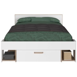 Cama de casal DREAM - branco e carvalho Cama de casal DREAM - branco e carvalho