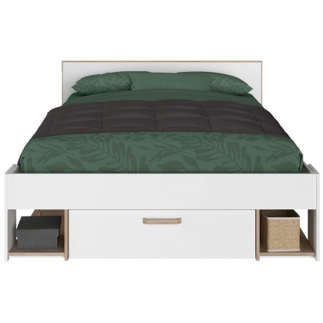 Cama de casal DREAM - branco e carvalho Cama de casal DREAM - branco e carvalho