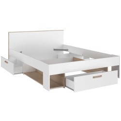 Cama de casal DREAM - branco e carvalho Cama de casal DREAM - branco e carvalho